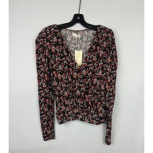Ramy Brook Ivana Floral Long Sleeve Top Red Size XS